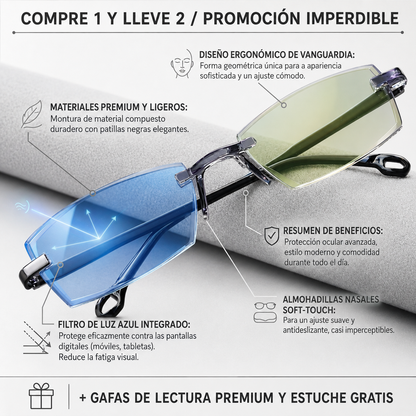 ¡COMPRA 1 Y OBTÉN 2! Gafas Flexibles TR90: Adiós al Cansancio Ocular con Filtro Azul + Estuche de Regalo
