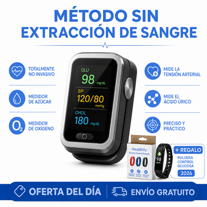 GlucoCare™ 3 en 1 - Medidor de Glucosa Sin Dolor + Colesterol + Presión Arterial + Oxígeno + ENVÍO GRATIS